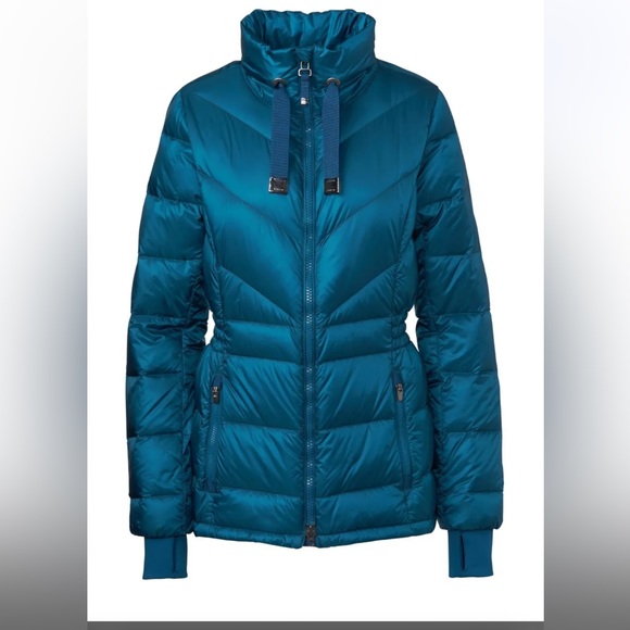 Athleta EUC Banner Peak Down Coat in peacock blue puffer jacket Fitted Sz XXS - Picture 3 of 16